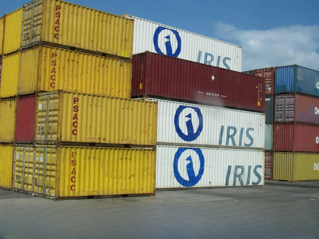 Semi trailer and container transport scene